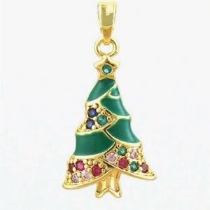 NewGold tone & Green Christmas Tree Charm #280